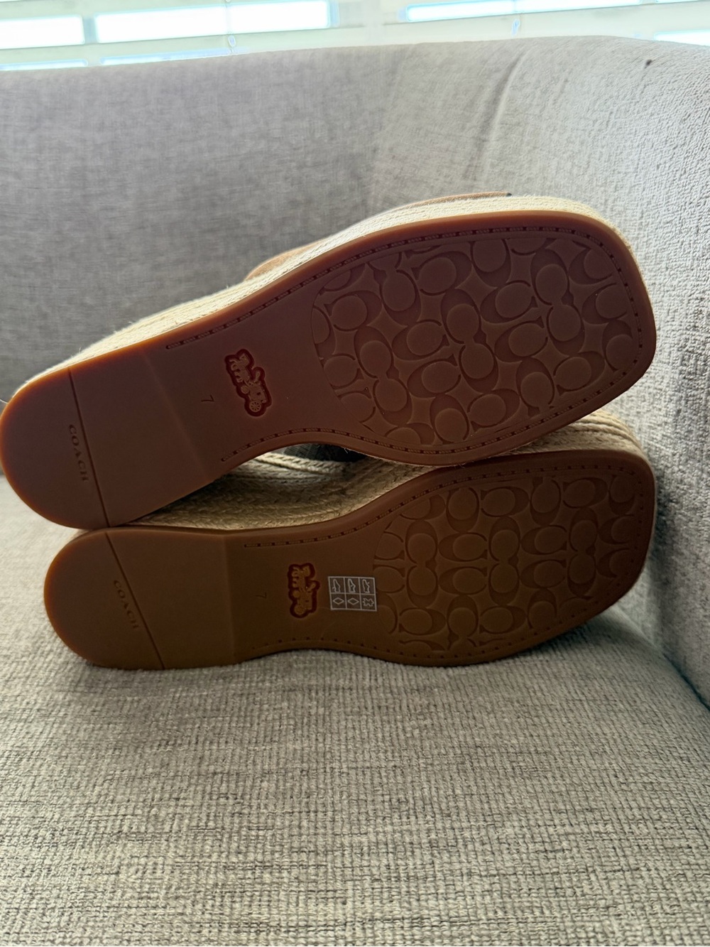 Coach size 7 Brown Suede Espadrille Platform Wedge Slides - Picture 15 of 16